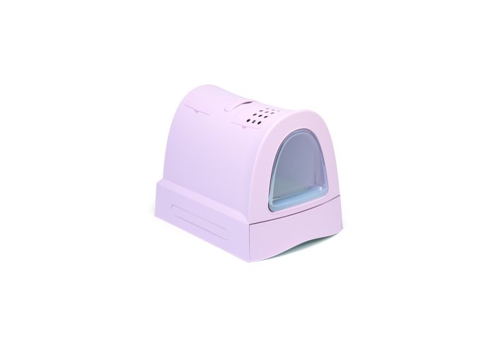 IMAC Krytý kočičí záchod s výsuvnou zásuvkou pro stelivo - růžový - D 40 x Š 56 x V 42,5 cm