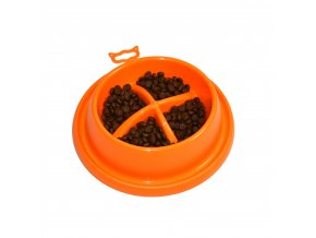 Plastová miska proti hltání s protiskluzem Argi - oranžová - 21,5 x 20,5 x 5,5 cm