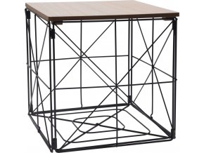 Drátěný odkládací stolek s dřevěnou deskou