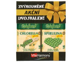 Dvojbalení Chlorella + Spirulina 500 mg (90+90 tbl.)