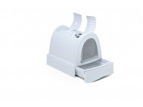IMAC Krytý kočičí záchod s výsuvnou zásuvkou pro stelivo - modrý - D 40 x Š 56 x 42,5 cm