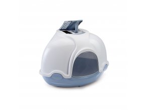 IMAC Krytý kočičí záchod rohový s filtrem - modrý - D 52 x Š 52 x V 44,5 cm