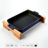 Litinový pekáč 22x30cm s dřevěným podstavcem - modrý