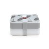 Obědový Bento Box s příborem - šedé listy