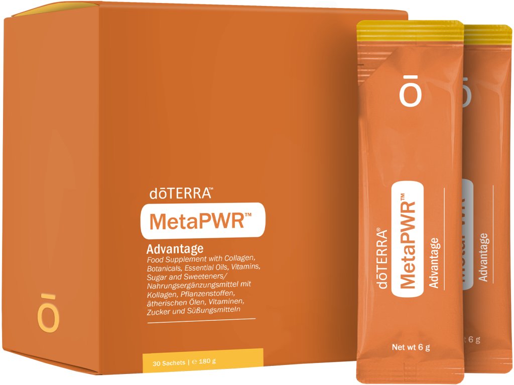 MetaPWR™ Advantage 30 sáčkov výživový doplnok s kolagénom, rastlinnými výťažkami, esenciálnymi olejmi, vitamínmi a sladidlami