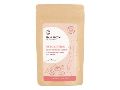 Detoxikačný telový peeling do sprchy Tmavý cukor, káva, pomaranč Ikarov 150 g