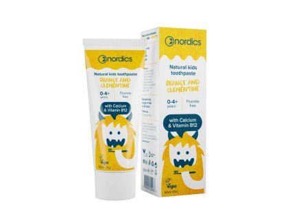 Detská prírodná Zubná pasta Pomaranč a Klementínka NORDICS 50 ml ECO CERT Cosmos Organic