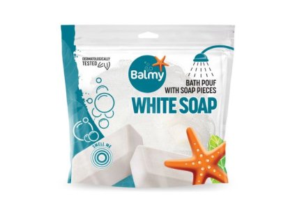 Kúpeľňová špongia s kúskami bieleho mydla Balmy 23g