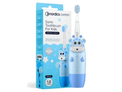 Sonická detská zubná kefka Modrá žirafa 1-8 rokov Nordics Oral Care Cruelty free