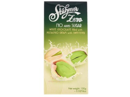 stuhmer zero biela cokolada plnena pistaciovym kremom 100g