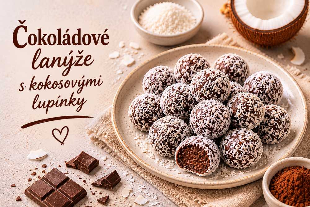 Čokoládové lanýže s kokosovými lupínky