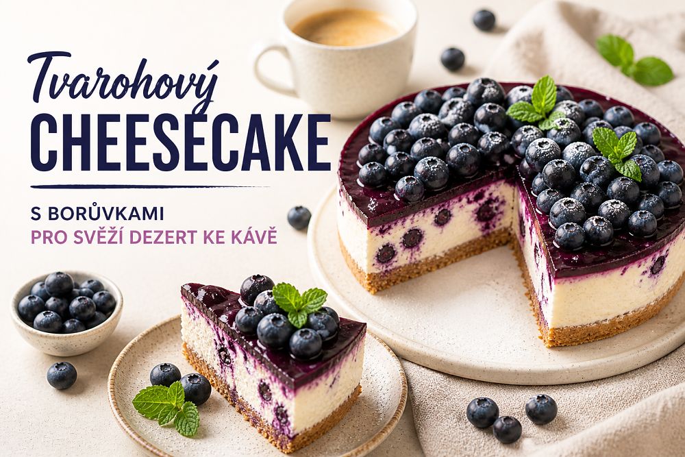 Tvarohový cheesecake s borůvkami pro svěží dezert ke kávě