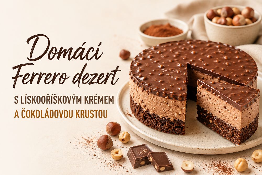 Domácí Ferrero dezert s lískooříškovým krémem a čokoládovou krustou