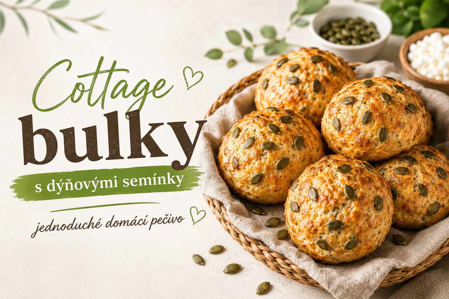 Cottage bulky s dýňovými semínky: jednoduché domácí pečivo