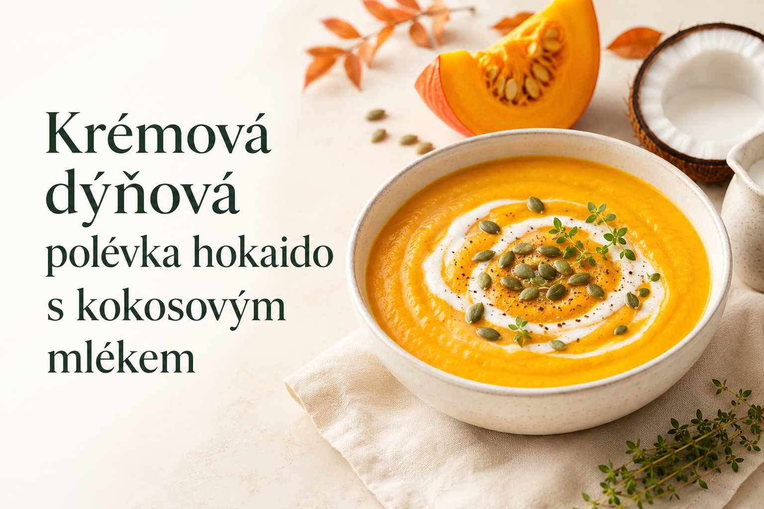 Krémová dýňová polévka Hokaido s kokosovým mlékem