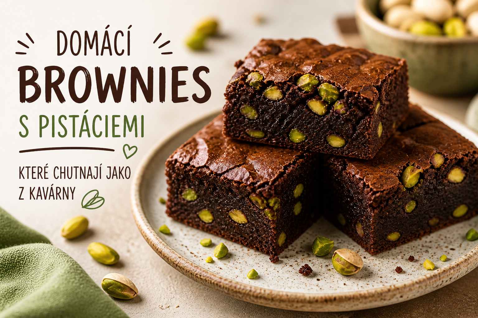 Domácí brownies s pistáciemi, které chutnají jako z kavárny