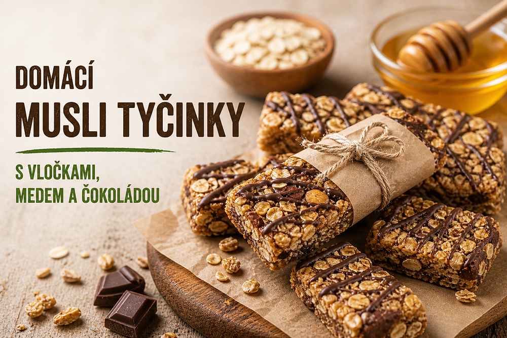 Domácí müsli tyčinky s vločkami, medem a čokoládou