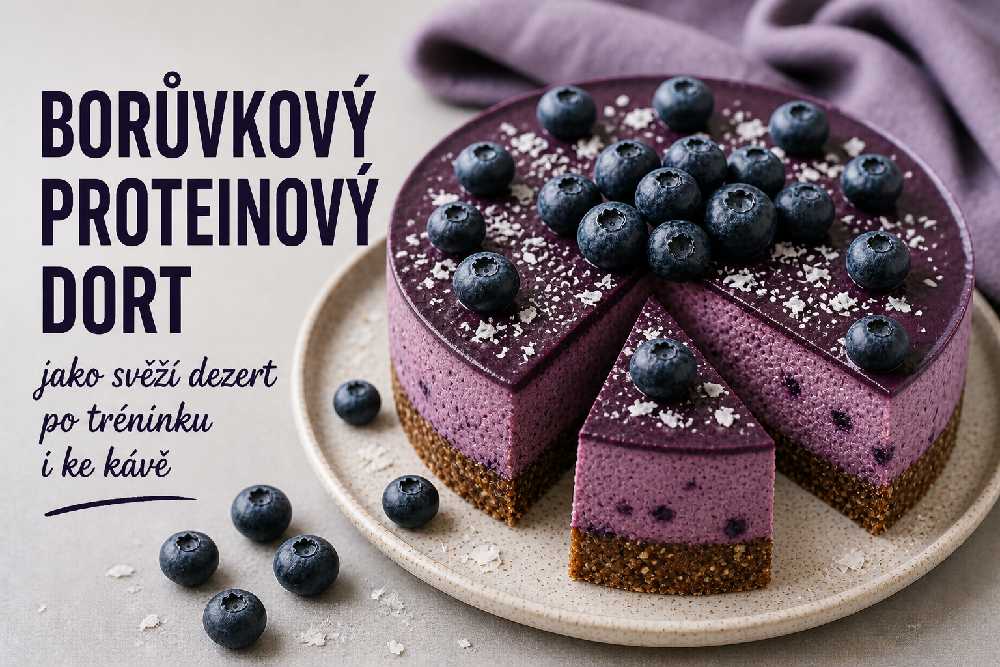 Borůvkový proteinový dort jako svěží dezert po tréninku i ke kávě