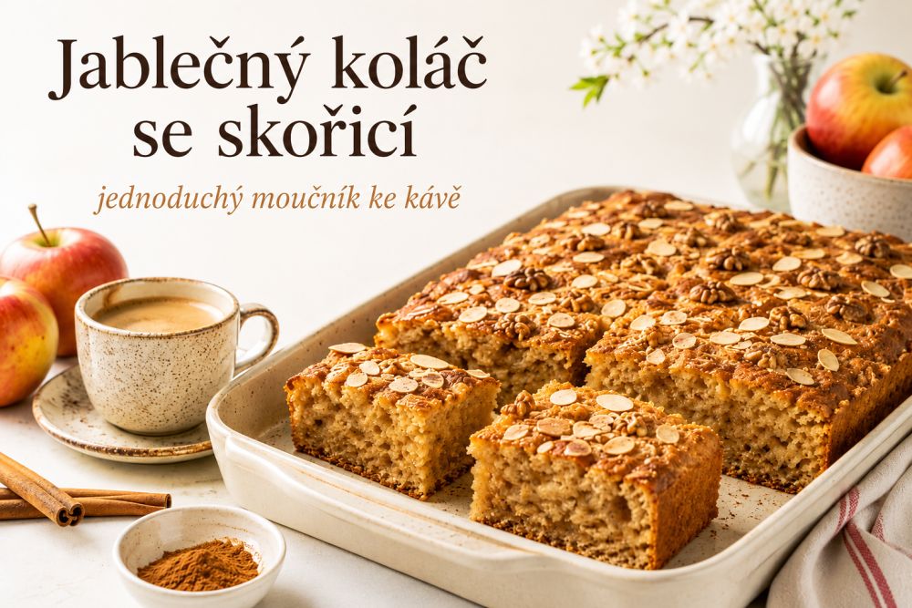 Jablečný koláč se skořicí: jednoduchý moučník ke kávě