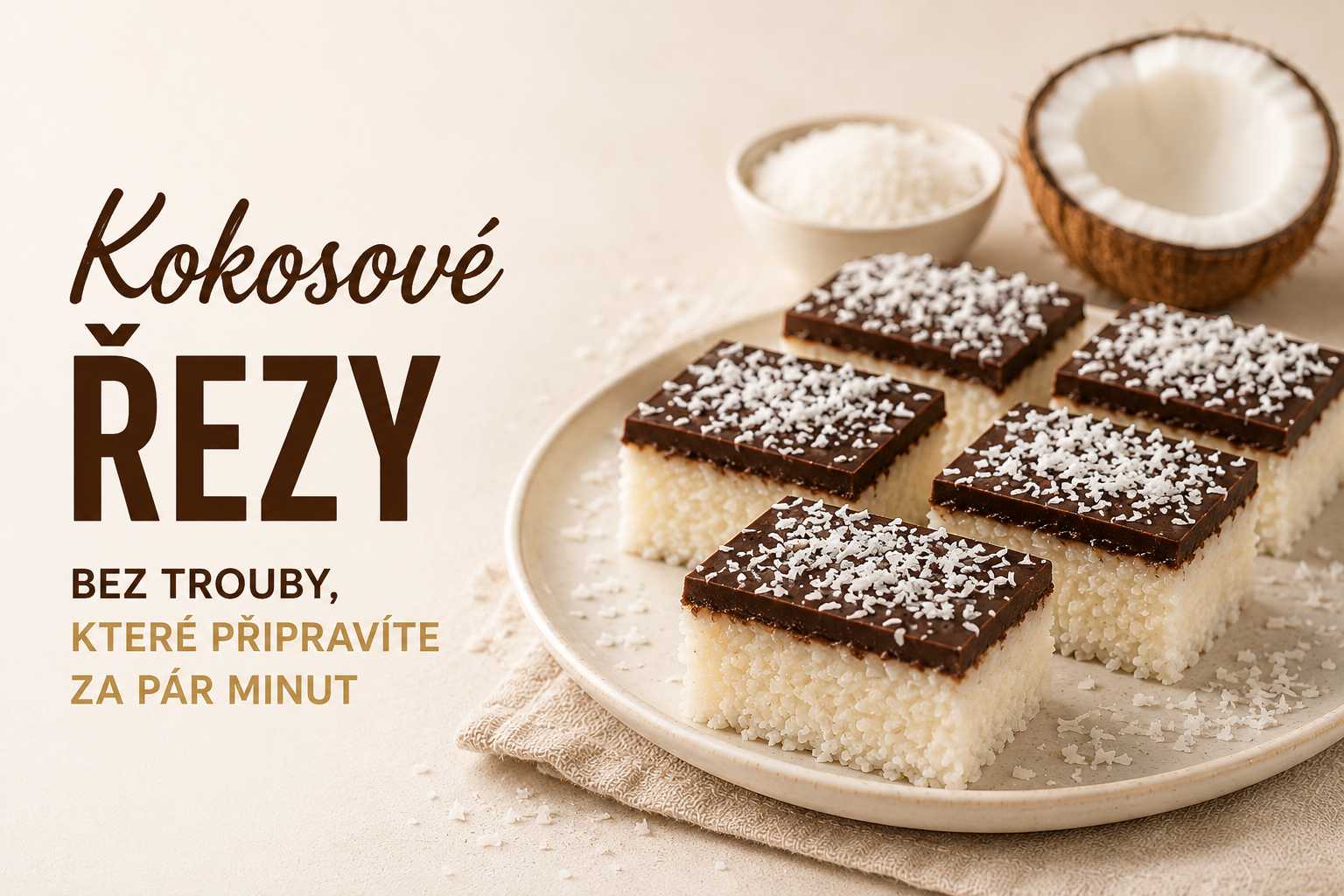 Kokosové řezy bez trouby, které připravíte za pár minut