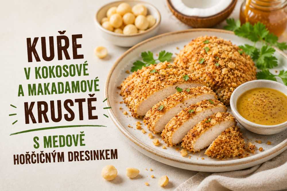 Kuře v makadamové krustě s kokosem a dresinkem