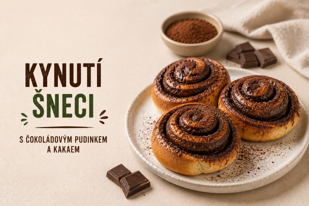Kynutí šneci s čokoládovým pudinkem a kakaem