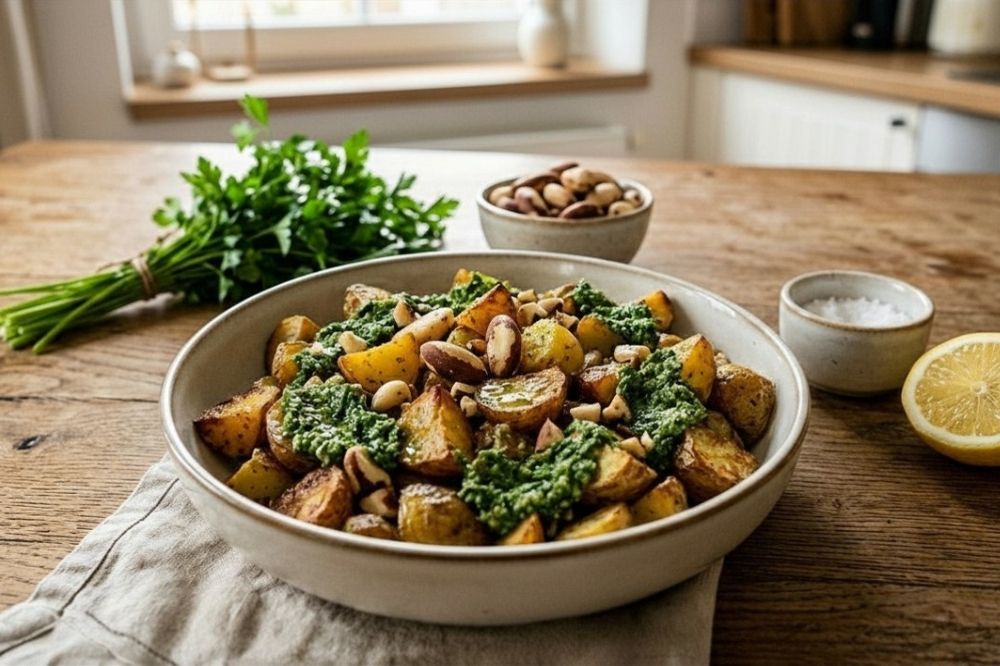 Lehký bramborový salát s para ořechy: Zdravá příloha s křupavým překvapením