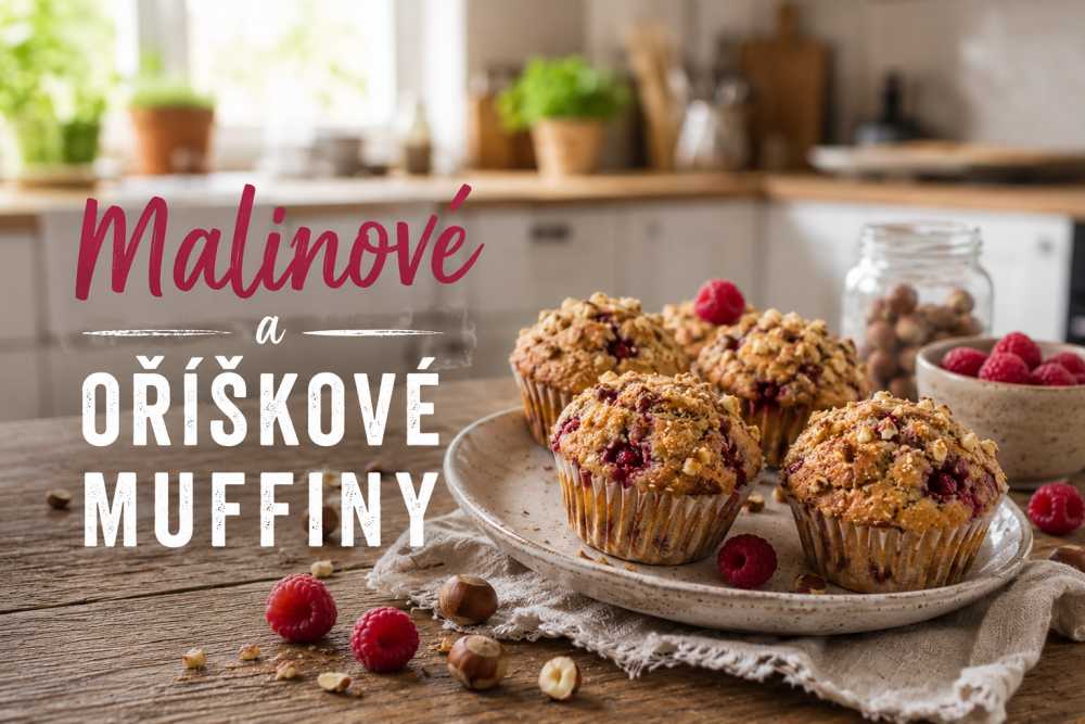 Malinové muffiny s lískovými oříšky