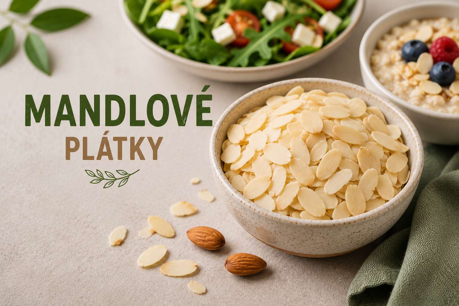 Mandlové plátky v kuchyni: do dezertů, kaší, salátů i slaných jídel