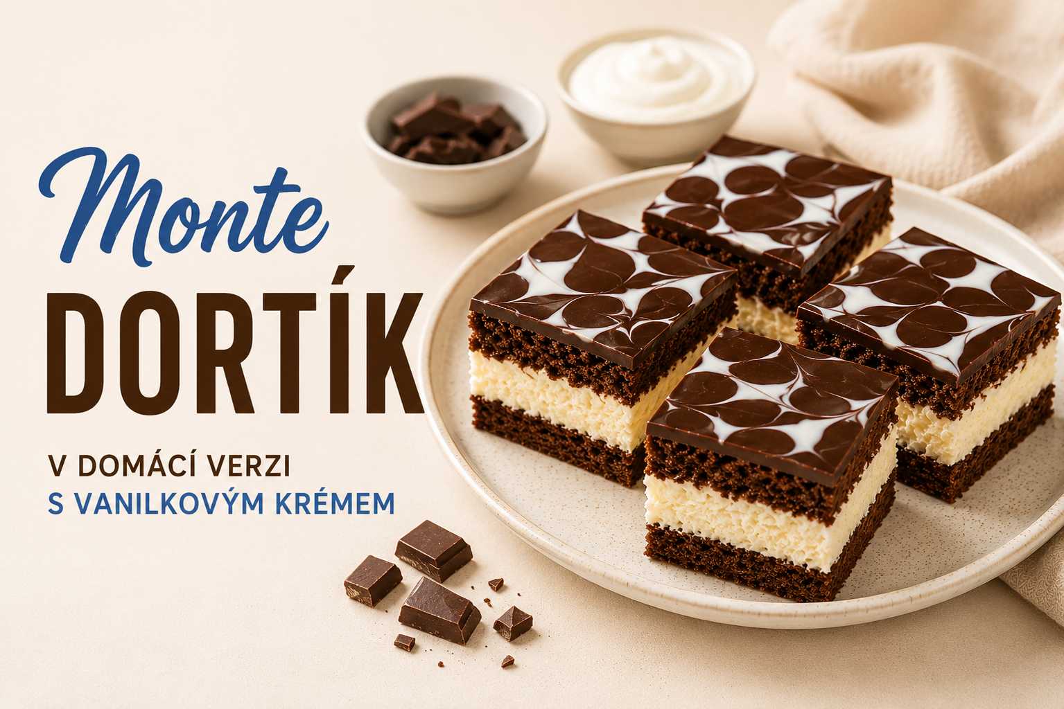 Monte dortík v domácí verzi s vanilkovým krémem
