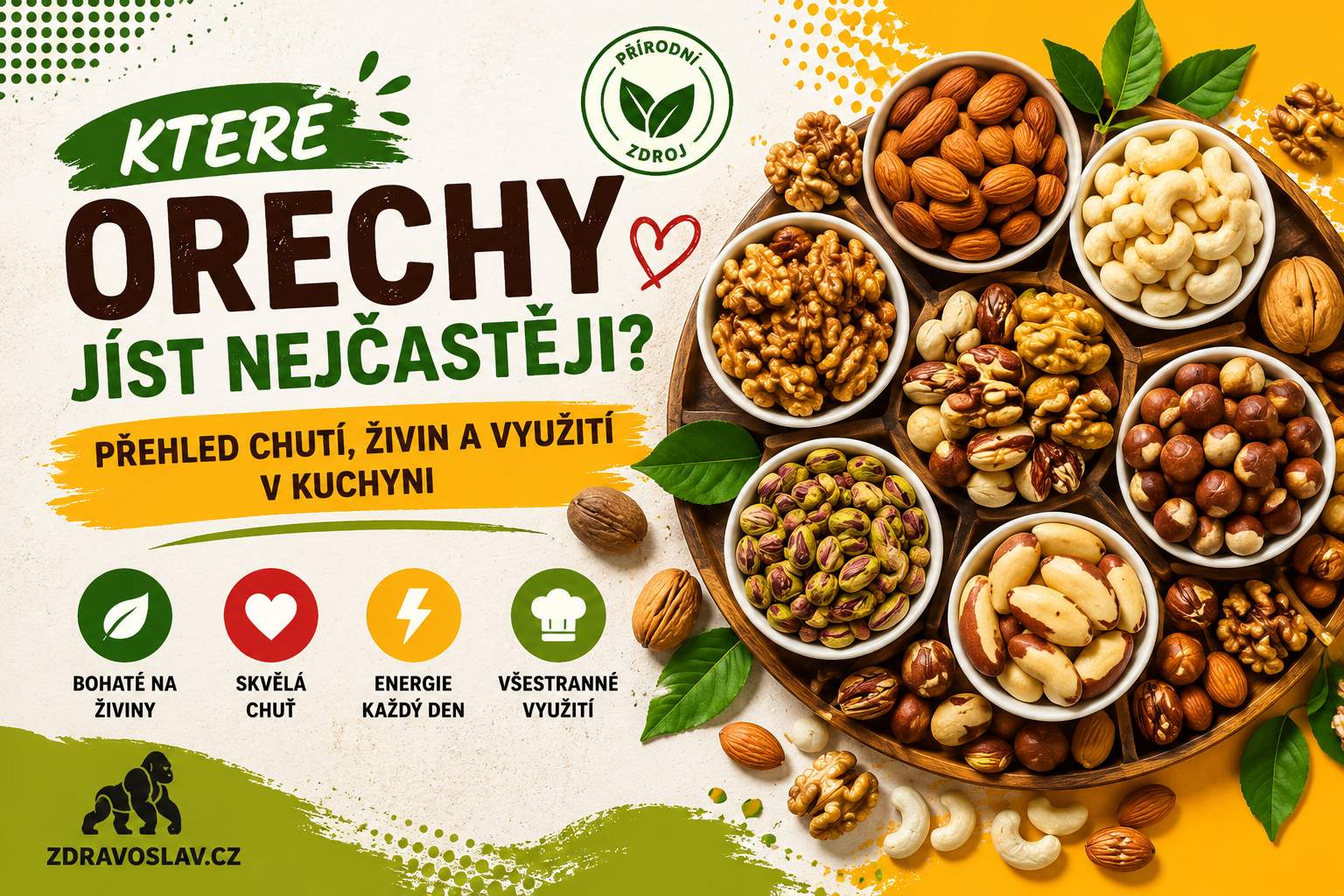 Které ořechy jíst nejčastěji? Přehled chutí, živin a využití v kuchyni