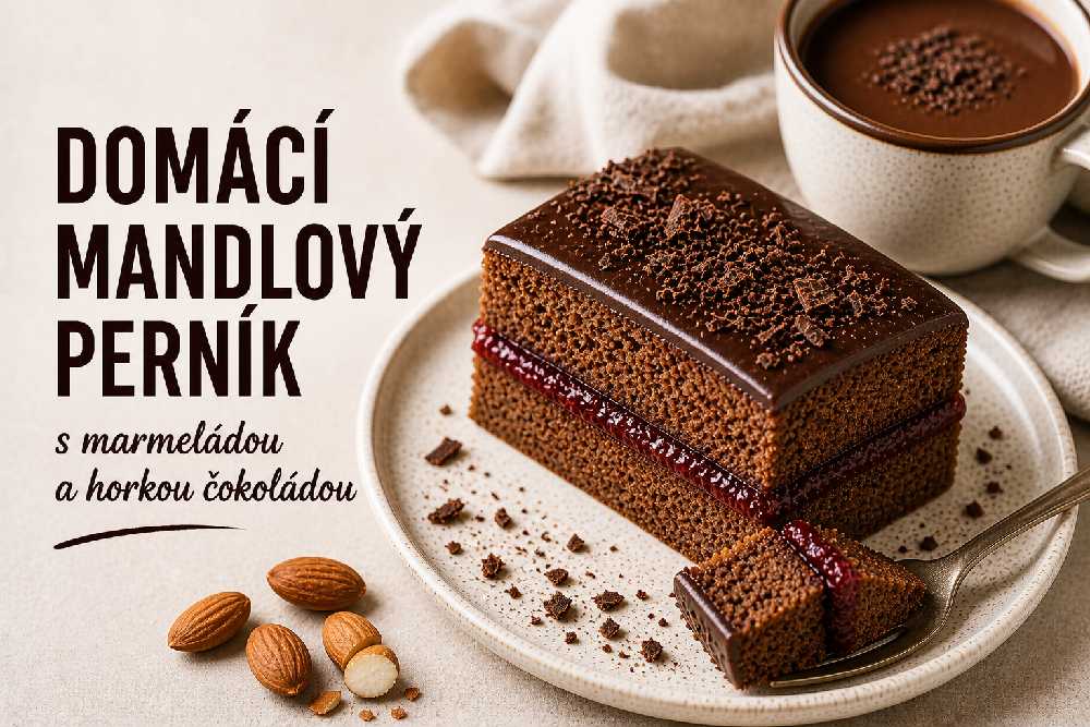Domácí mandlový perník s marmeládou a hořkou čokoládou