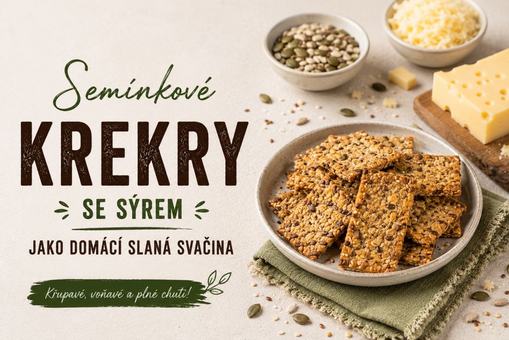 Semínkové krekry se sýrem jako domácí slaná svačina