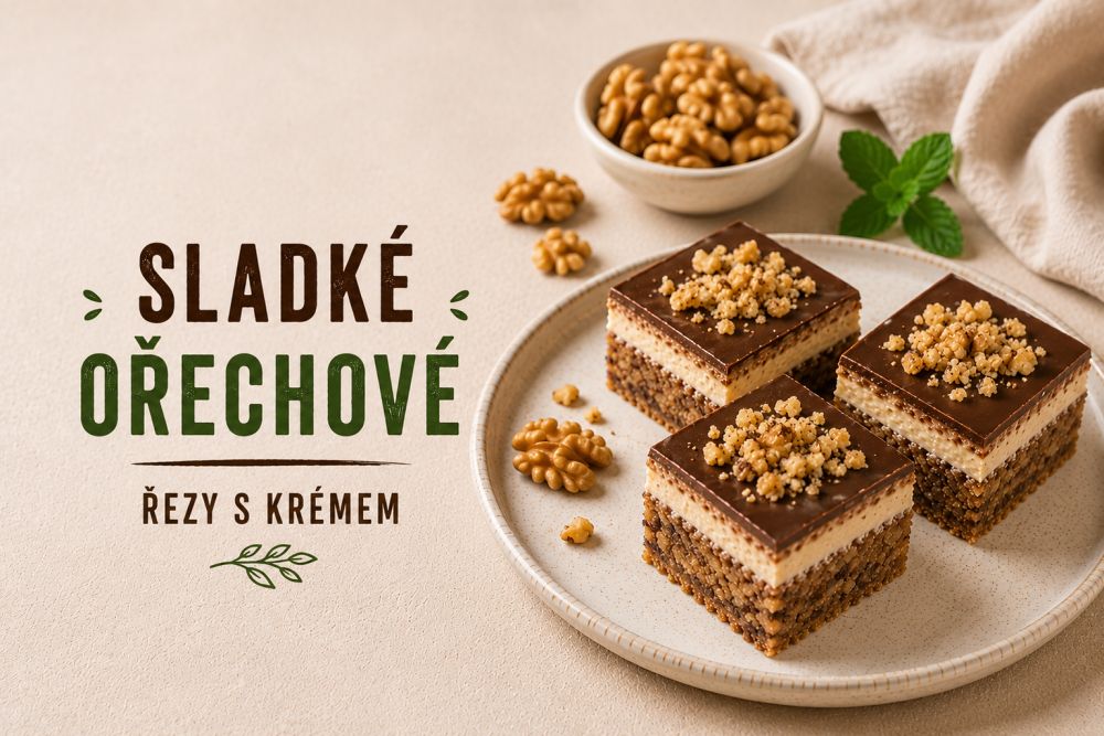 Sladké ořechové řezy s krémem