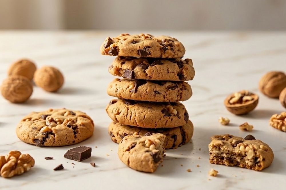 Sušenky s čokoládou a lískovými oříšky