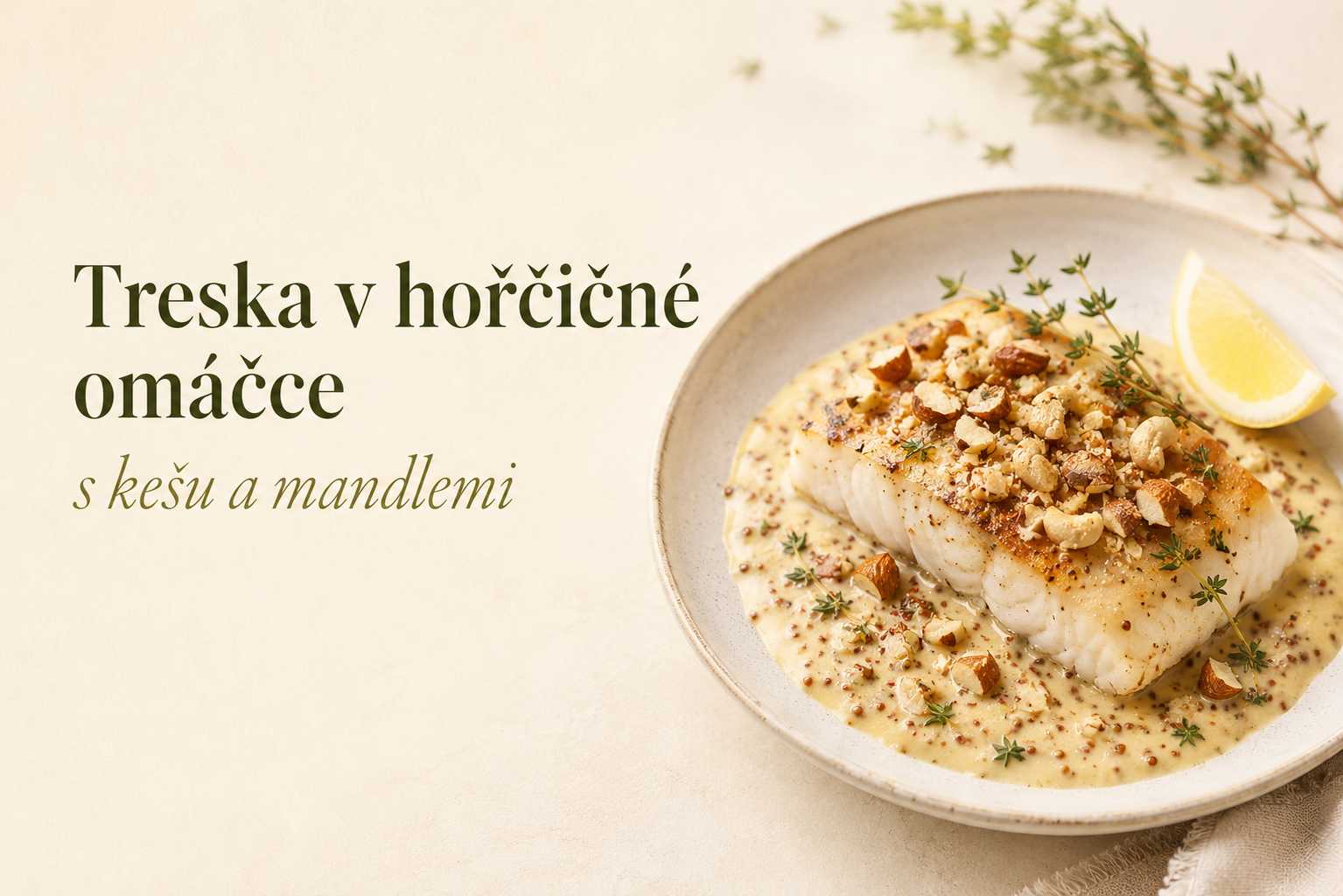 Treska v hořčičné omáčce s kešu a mandlemi