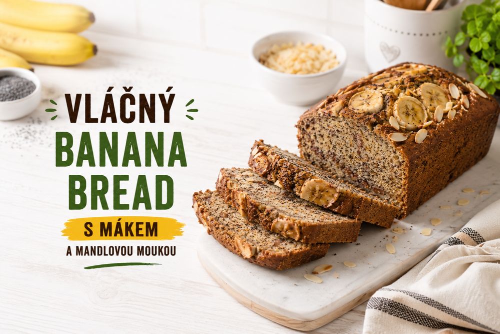 Vláčný banana bread s mákem a mandlovou moukou