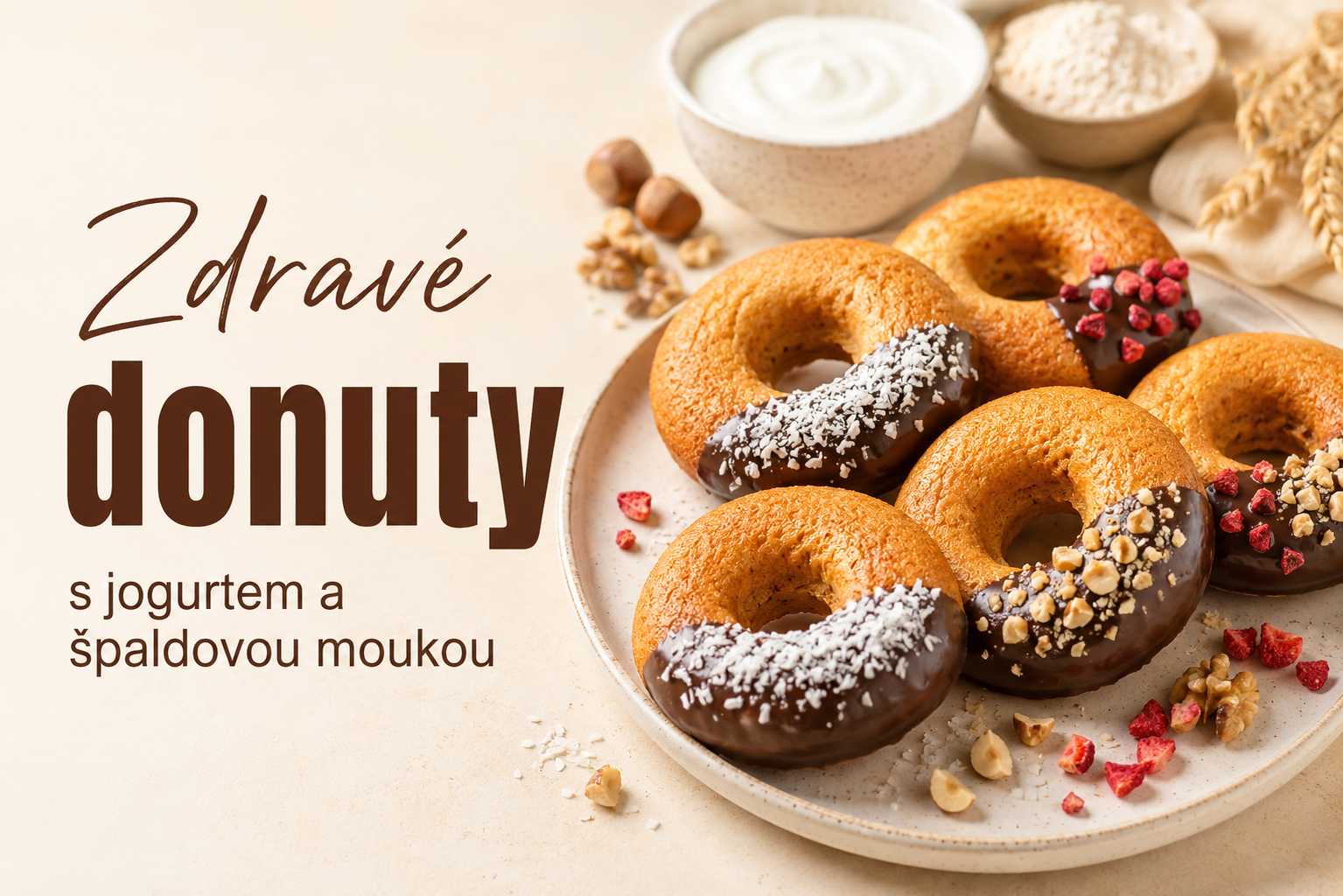 Zdravé donuty s jogurtem a špaldovou moukou