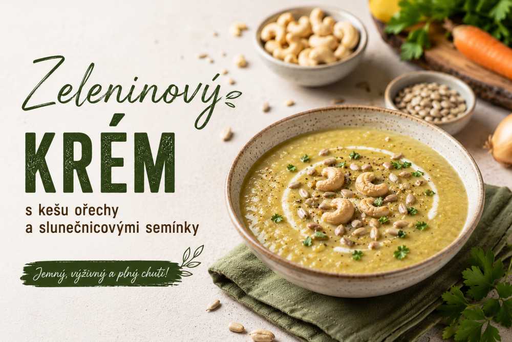 Zeleninový krém s kešu ořechy a slunečnicovými semínky