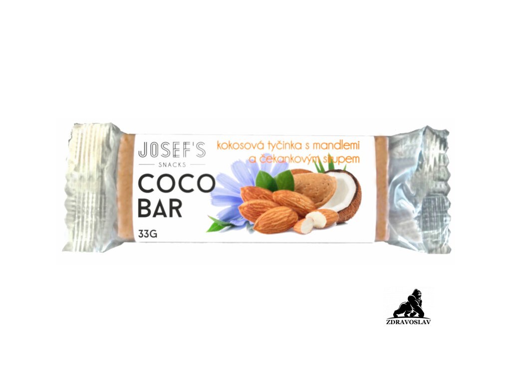 Josef's snacks Kokosová tyčinka s mandlemi a čekankovým sirupem 33 g