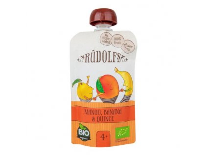 Rudolfs Kapsička ovocná mango, banán, kdoule BIO 110 g