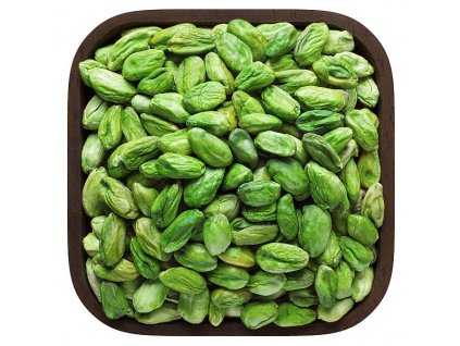 pistachios nuts peeled green square bowl isolated white background organic food top view (1)