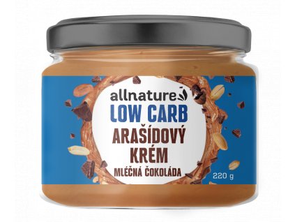 Allnature Arašídový krém s mléčnou LOW carb čokoládou 220 g