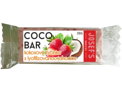 Josef's snacks Kokosová tyčinka s lyofilizovanou jahodou 33 g