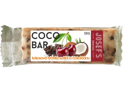 Josef's snacks Kokosová tyčinka s višní a čokoládou 33 g
