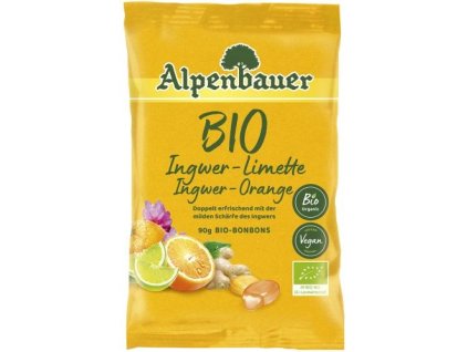 Alpenbauer Přírodní bonbóny Zázvor - pomeranč - limetka BIO 90 g
