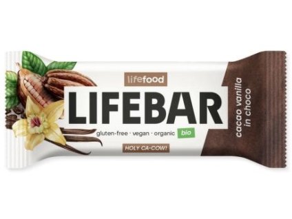 Lifebar Tyčinka kakaové boby s vanilkou BIO 40 g