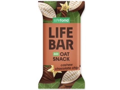 Lifebar Tyčinka Oat snack s kešu a kousky čokolády BIO 40 g