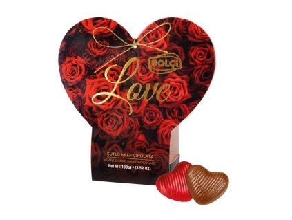 Bolci Heart red roses - srdíčka z mléčné čokolády 100 g