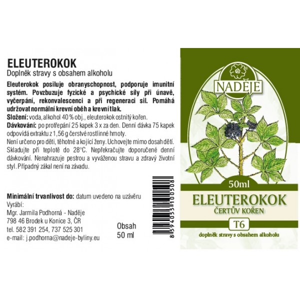 Naděje Eleuterokok s beta glukanem bylinná tinktura 50 ml